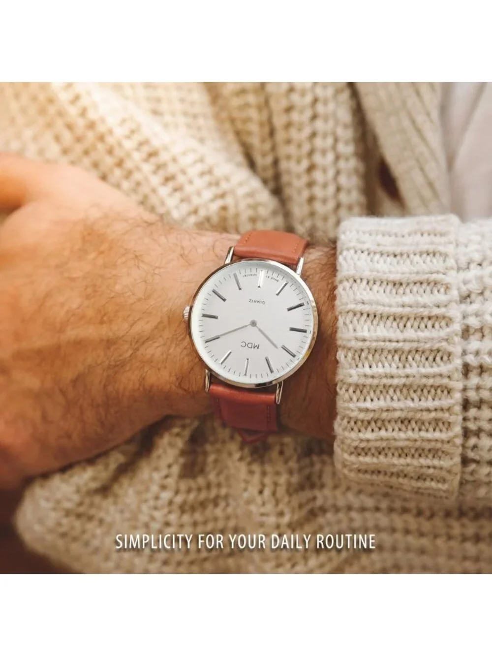 Minimalist Men's Dress Watch - Ultra Thin Design, Stylish Leather Band